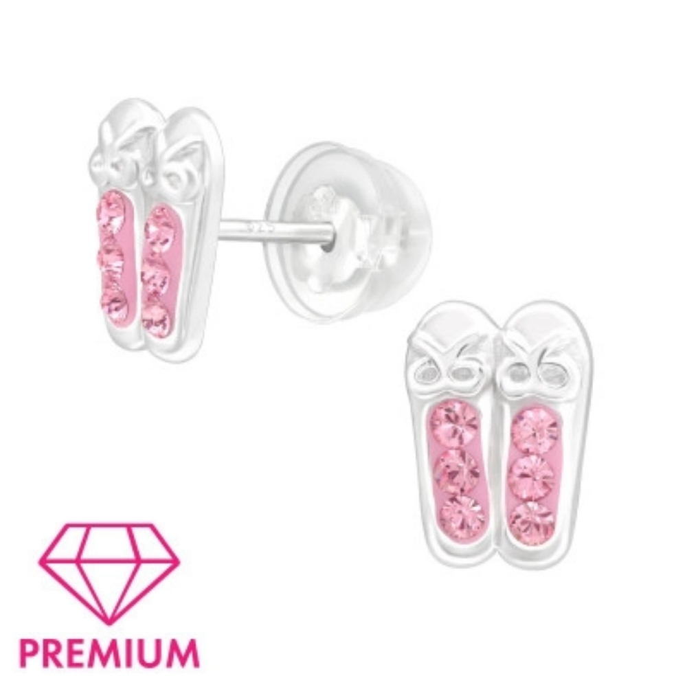Silver Ballerina Shoes Ear Studs